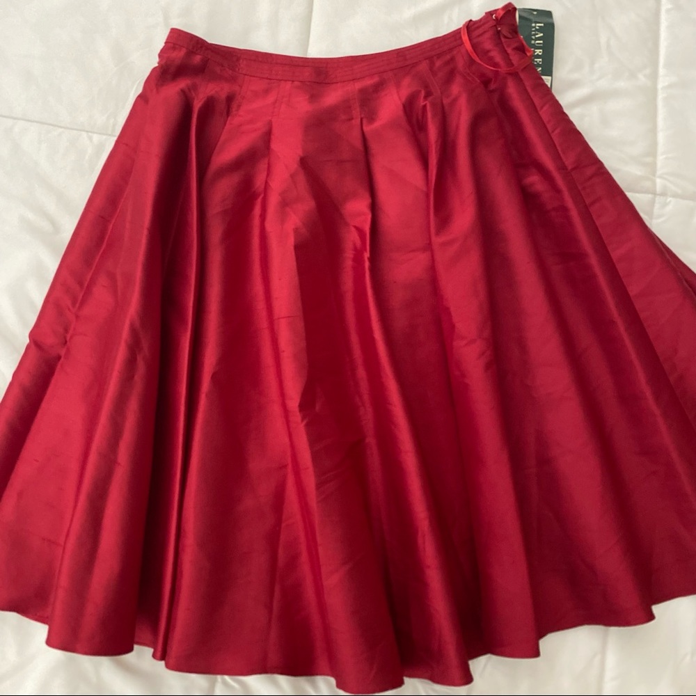 Ralph Lauren Red Silk Skirt Size 4